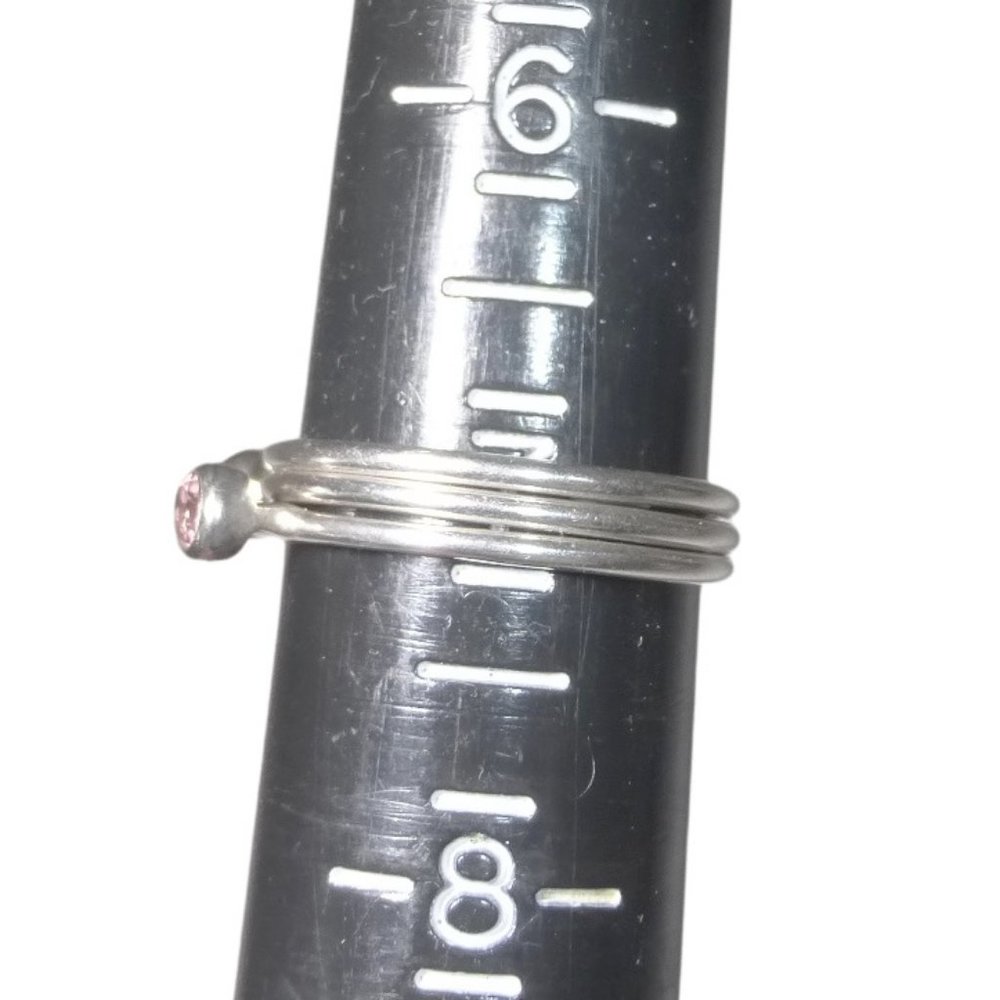 SOLD Silpada Birthstone Ring Set of 3 Size 7 .925 Sterling Silver Pink Green - Picture 4 of 4